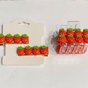 Strawberry Hair Clip Set 🍓 Y2K Cute Barrettes + Claw Clip Bundle
